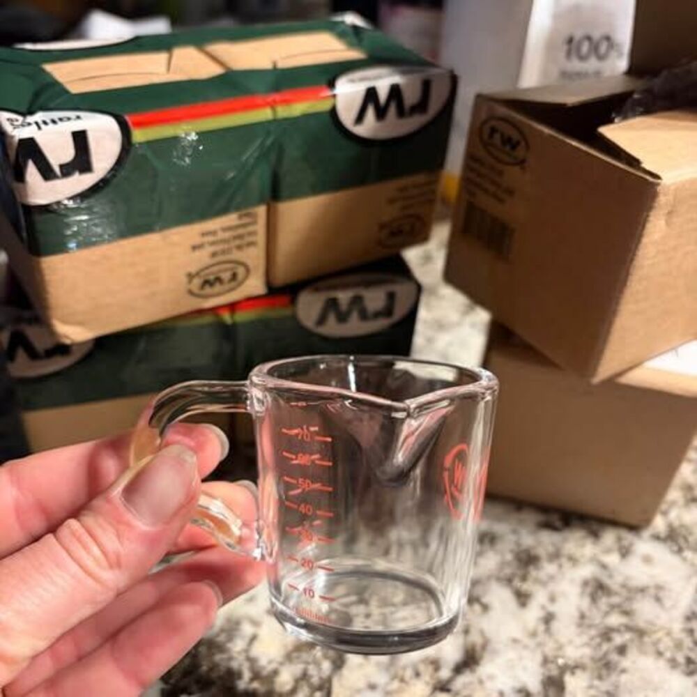 New Rattleware 3oz Double Spout Glass Espresso Shot Pitcher - 6 available